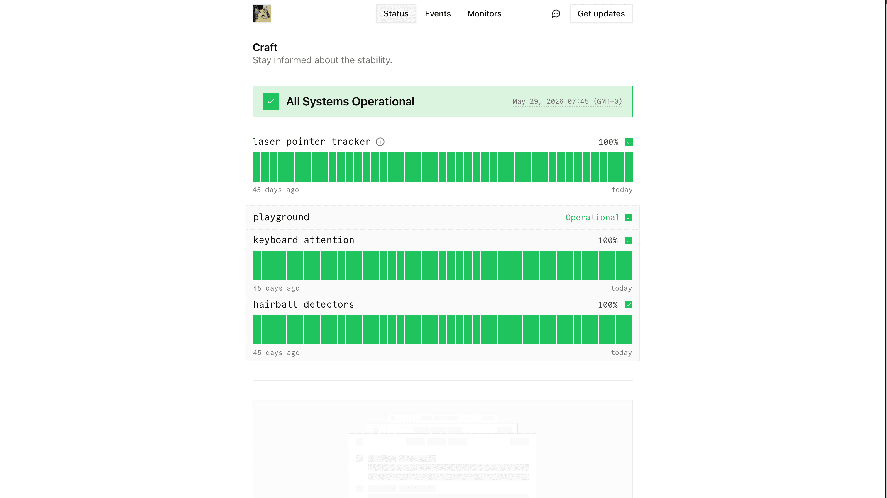 After — the redesigned openstatus status page